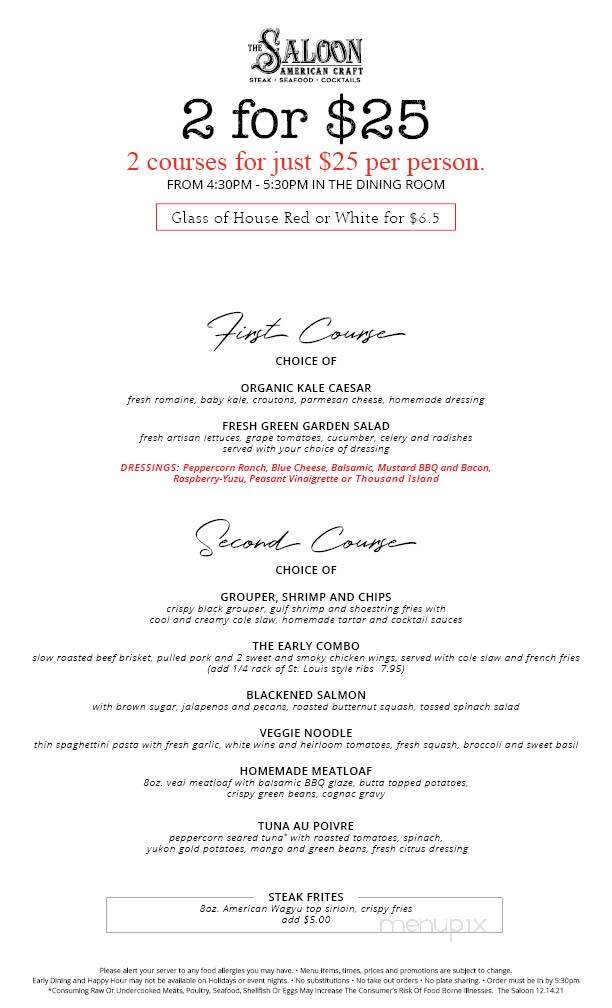 The Saloon - Estero, FL menu_pic