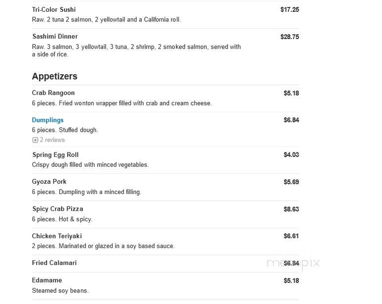 Tokyo Sushi & Hibachi - Latrobe, PA menu_pic