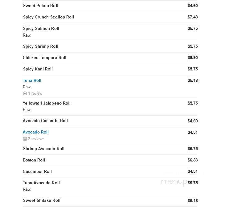 Tokyo Sushi & Hibachi - Latrobe, PA menu_pic