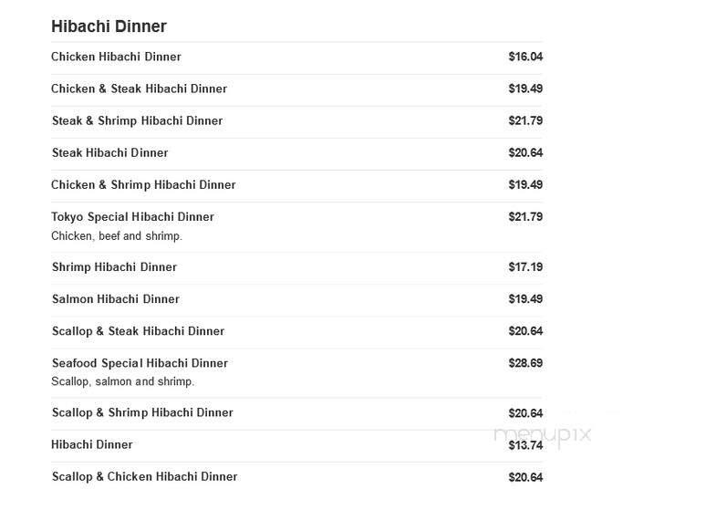 Tokyo Sushi & Hibachi - Latrobe, PA menu_pic