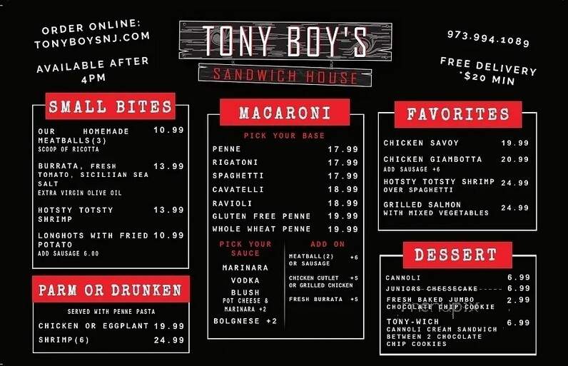 Tony Boy's Sandwich House - Livingston, NJ