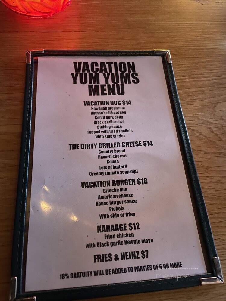 Vacation Bar - Santa Ana, CA menu_pic