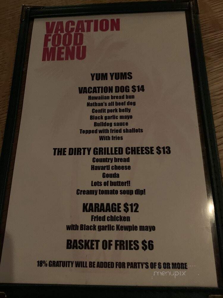Vacation Bar - Santa Ana, CA menu_pic