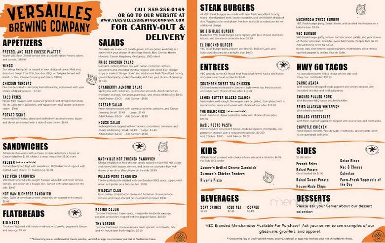 Versailles Brewing - Versailles, KY menu_pic