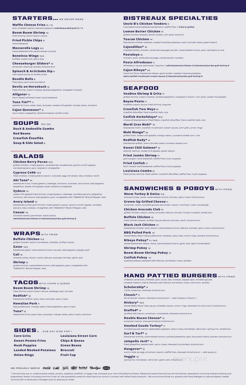Walk-On's Sports Bistreaux - Broussard, LA menu_pic
