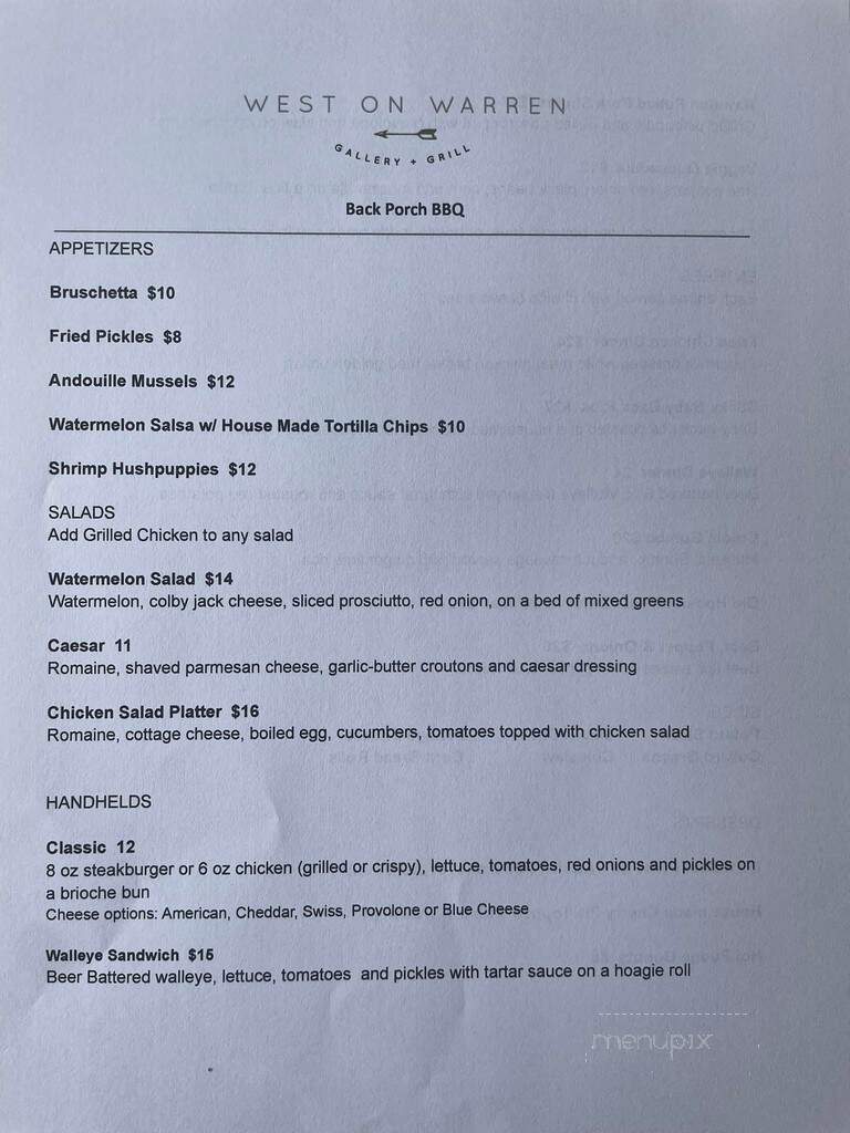 West on Warren - Middlebury, IN menu_pic