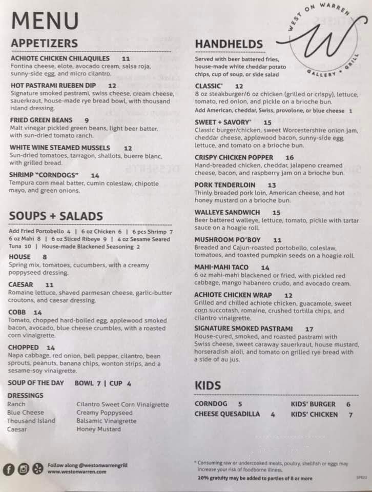 West on Warren - Middlebury, IN menu_pic