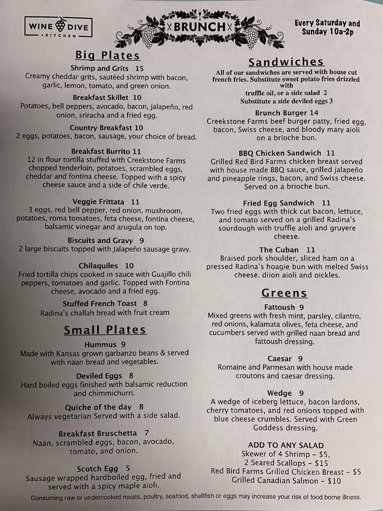 Wine Dive Kitchen - Manhattan, KS menu_pic