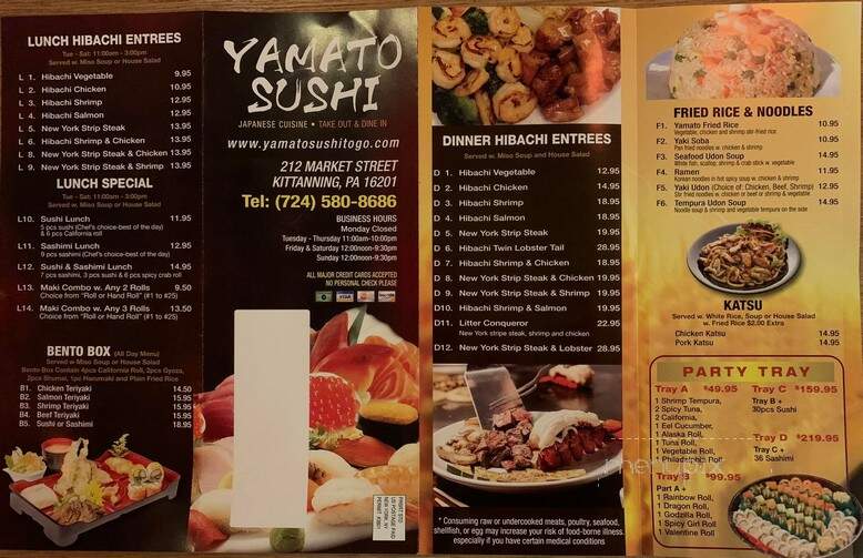 Yamato Japanese Restaurant - Kittanning, PA menu_pic