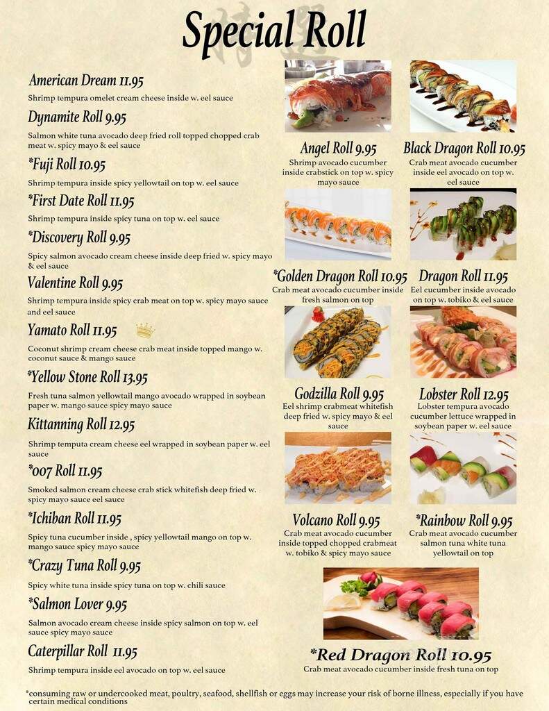 Yamato Japanese Restaurant - Kittanning, PA menu_pic