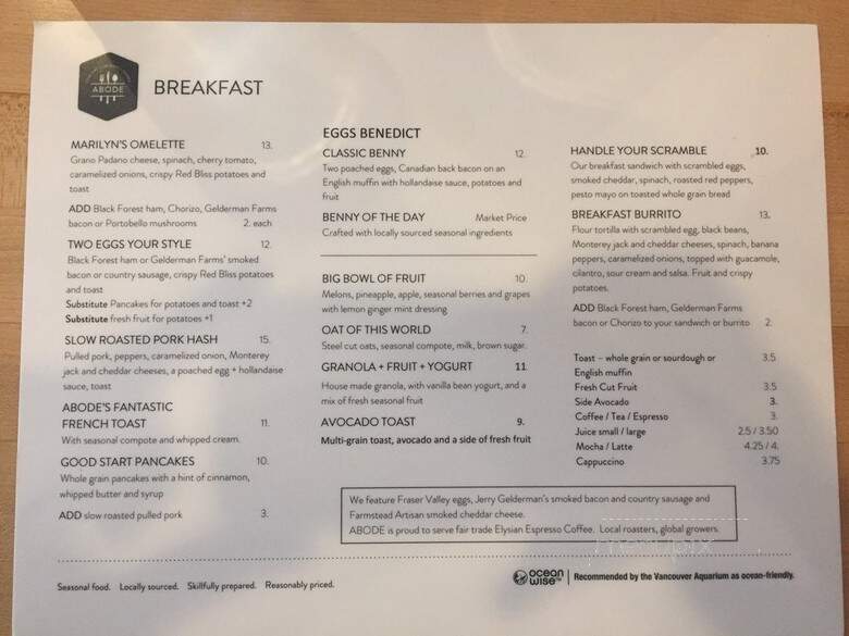 ABODE Restaurant & Coffee Bar - Vancouver, BC