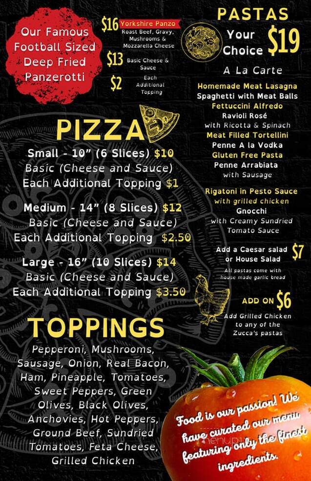 Zucca's Restaurant and Pizzeria - Newmarket, ON menu_pic