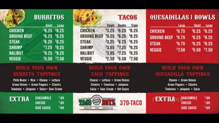 Taco Boyz - Charlottetown, PE menu_pic