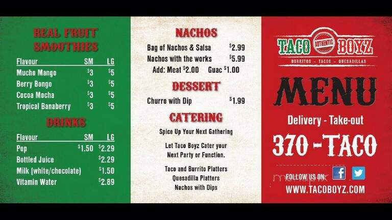 Taco Boyz - Charlottetown, PE menu_pic