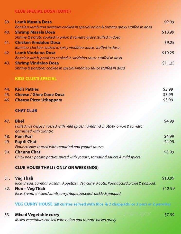 Madras Club House - Surrey, BC menu_pic