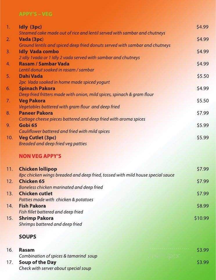Madras Club House - Surrey, BC menu_pic