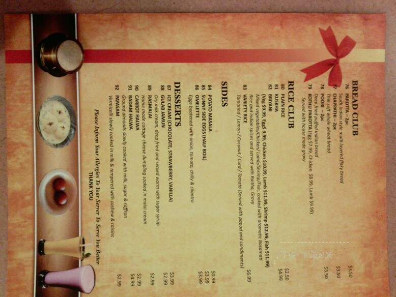 Madras Club House - Surrey, BC menu_pic