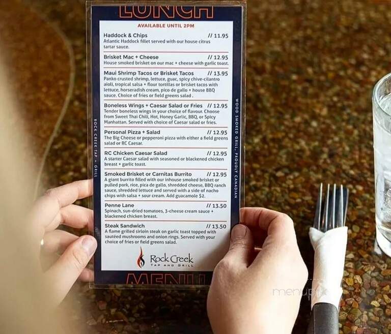Rock Creek Tap and Grill - Regina, SK menu_pic