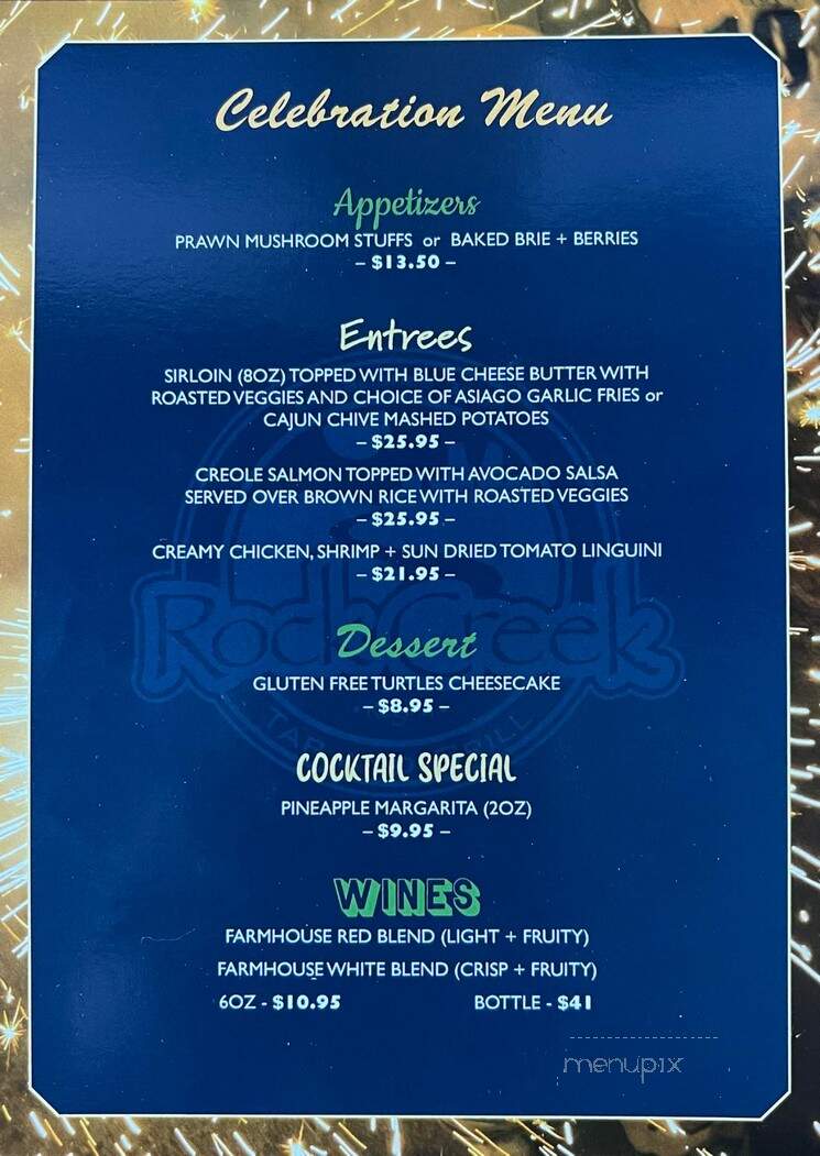 Rock Creek Tap and Grill - Regina, SK menu_pic