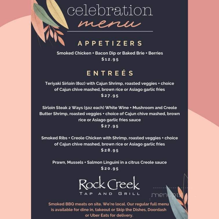 Rock Creek Tap and Grill - Regina, SK menu_pic