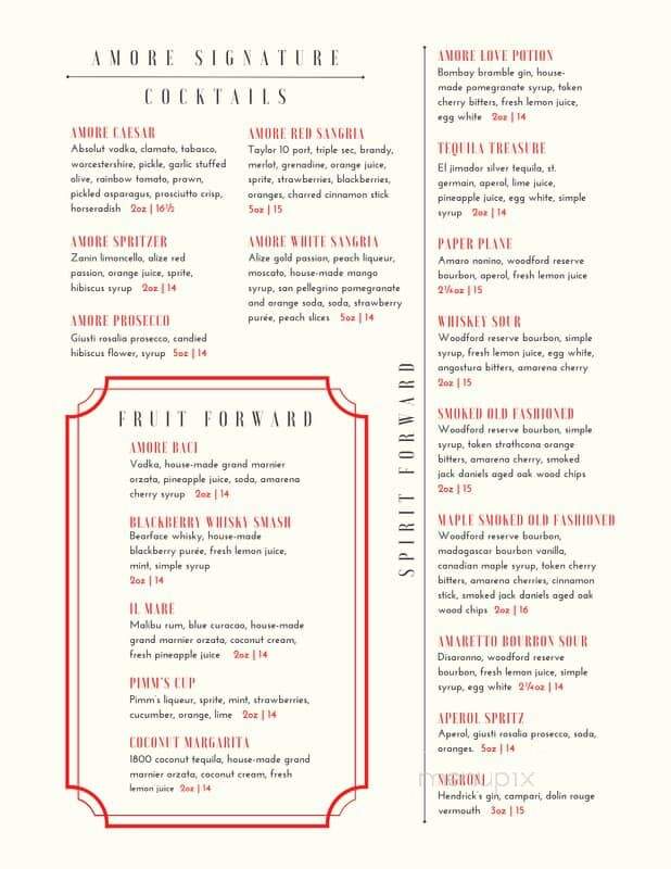 Cafe Amore Bistro - Edmonton, AB menu_pic