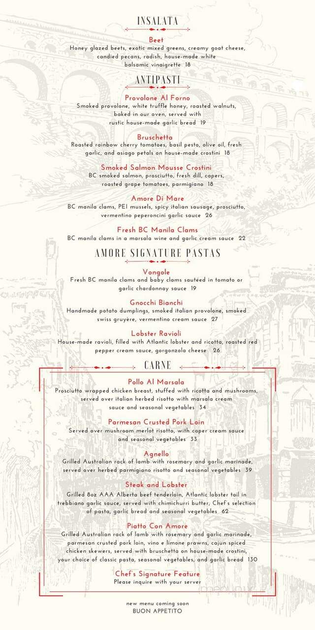 Cafe Amore Bistro - Edmonton, AB menu_pic