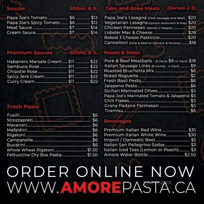 Cafe Amore Bistro - Edmonton, AB menu_pic