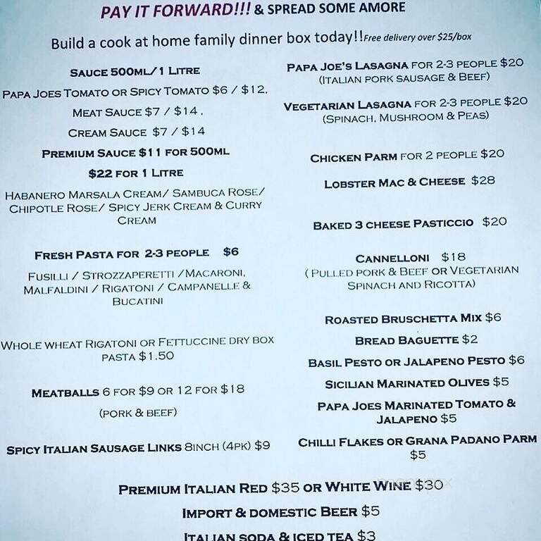 Cafe Amore Bistro - Edmonton, AB menu_pic