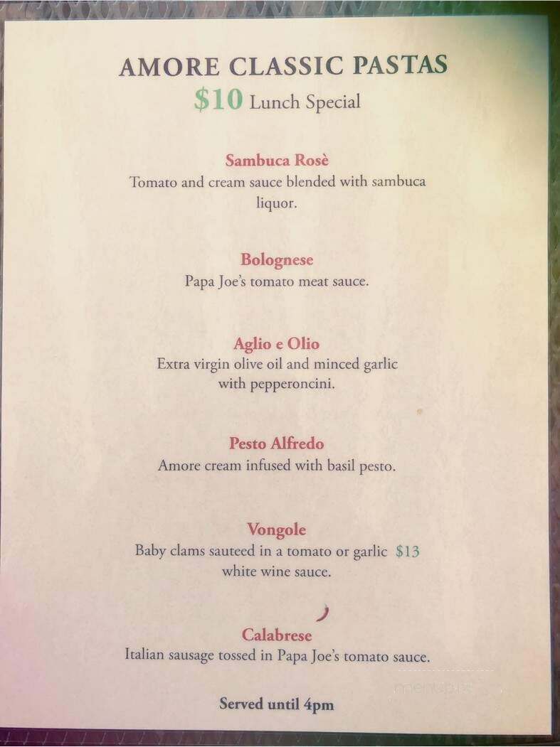 Cafe Amore Bistro - Edmonton, AB menu_pic