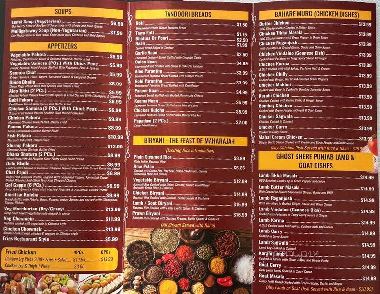 JMK Mahal - Maple Ridge, BC menu_pic