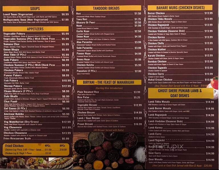 JMK Mahal - Maple Ridge, BC menu_pic