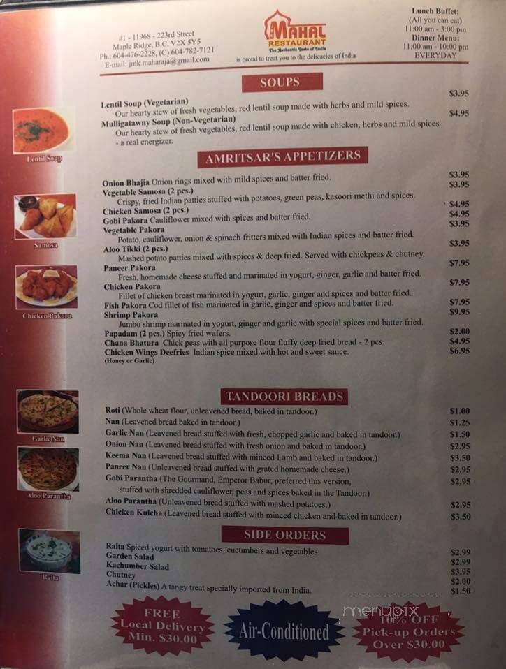 JMK Mahal - Maple Ridge, BC menu_pic