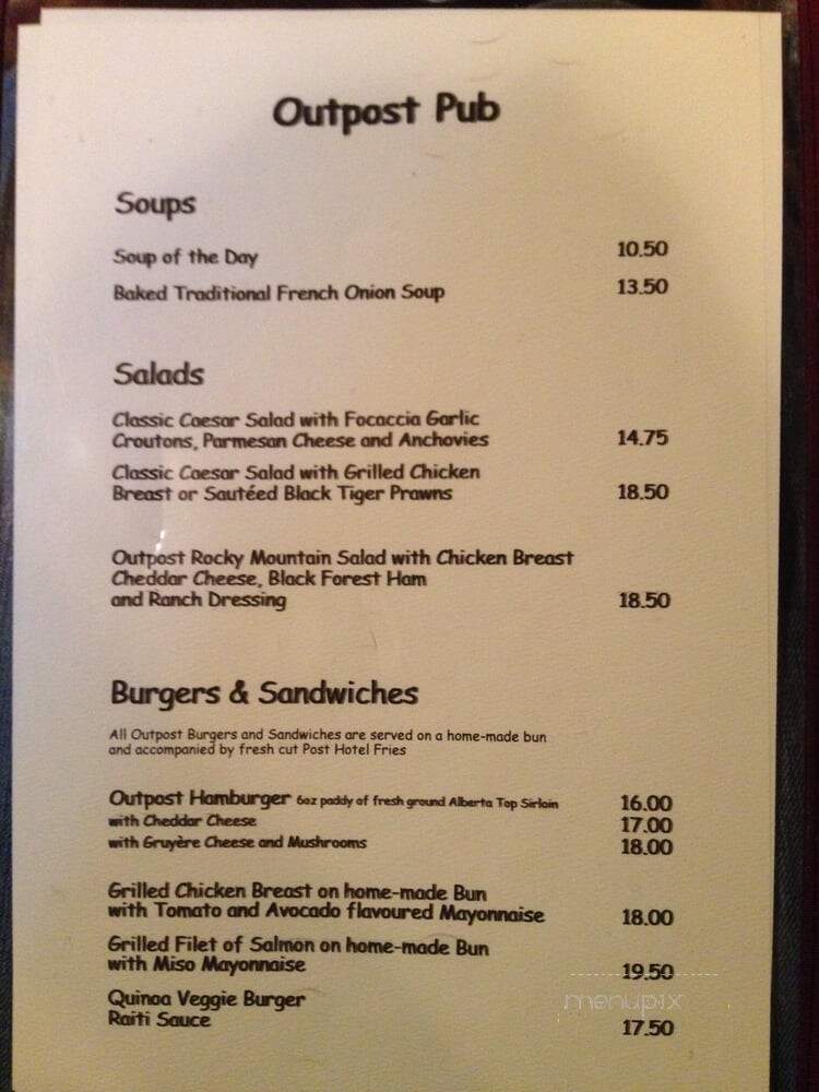 The Outpost - Lake Louise, AB menu_pic