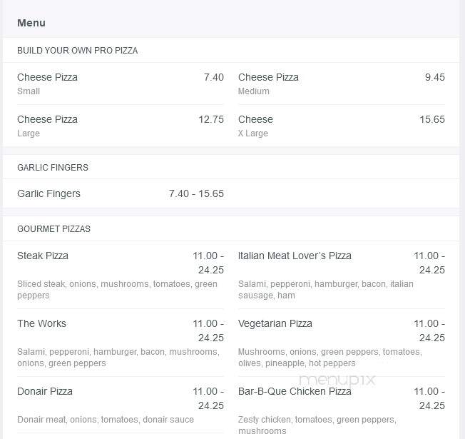 Pizza Pro - Miramichi, NB menu_pic