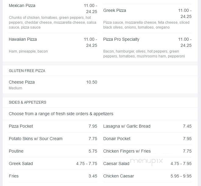 Pizza Pro - Miramichi, NB menu_pic