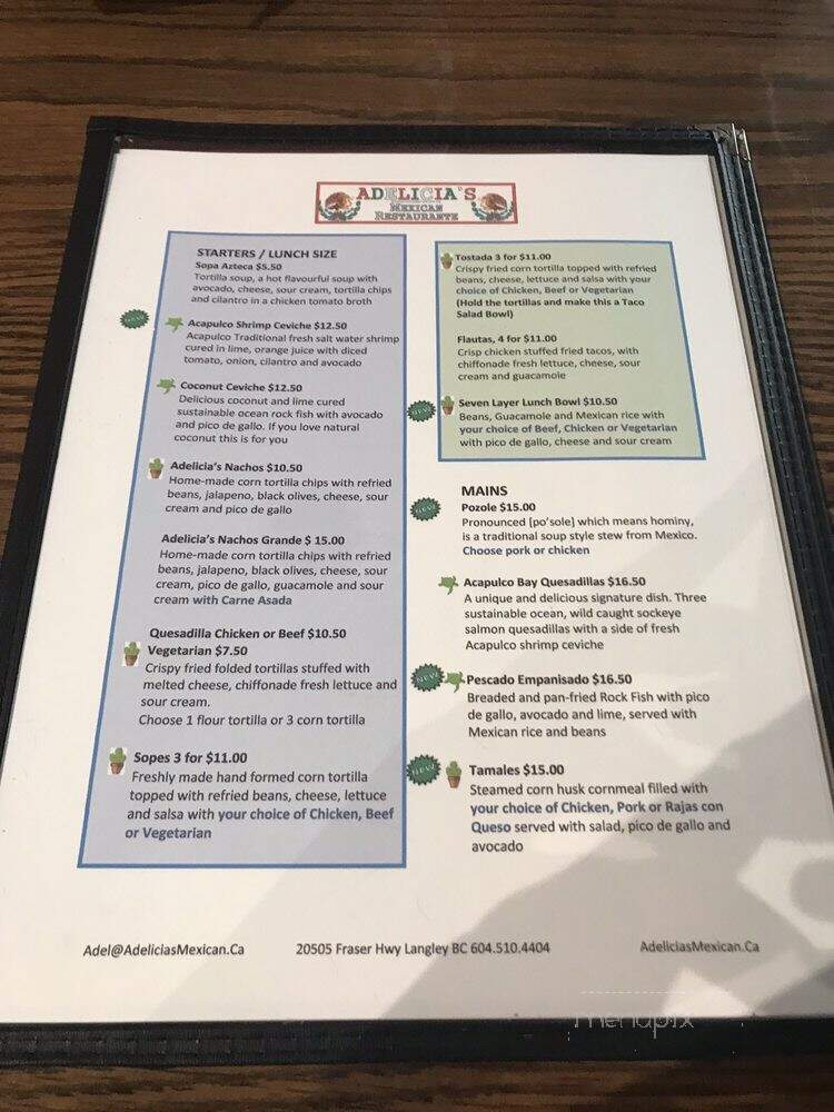 Adelicia's - Langley, BC menu_pic