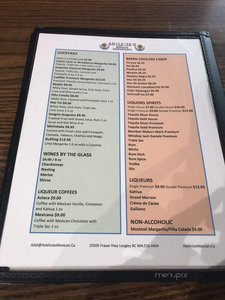 Adelicia's - Langley, BC menu_pic
