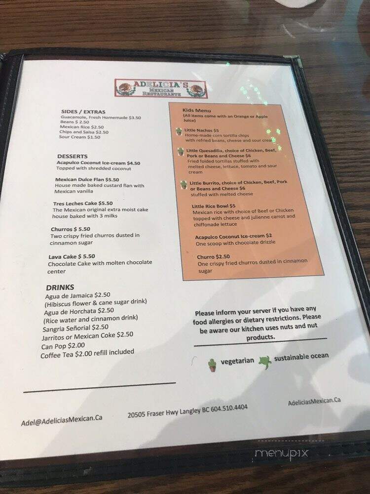 Adelicia's - Langley, BC menu_pic