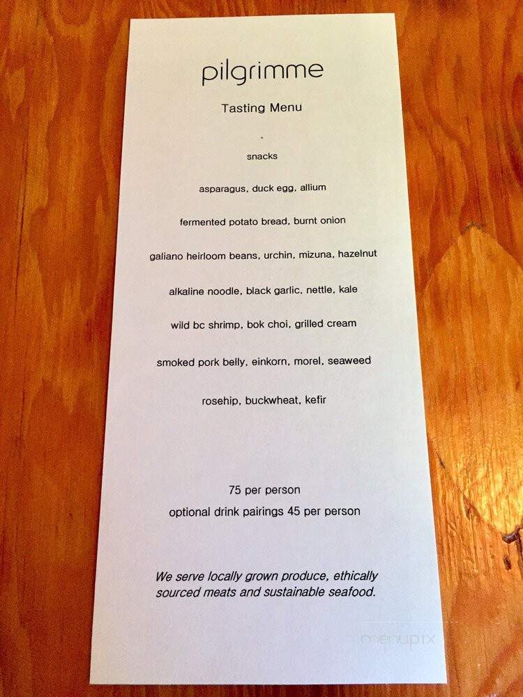 Pilgrimme - Galiano Island, BC menu_pic