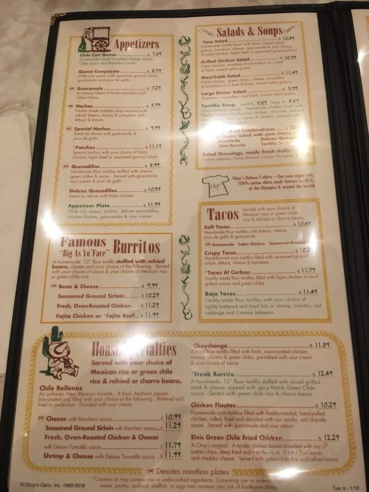 Chuy's - Lakewood, CO menu_pic