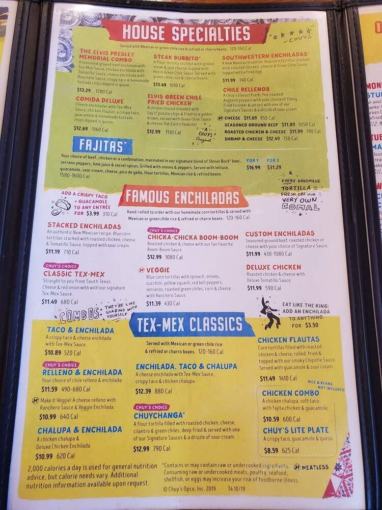Chuy's - Lakewood, CO menu_pic