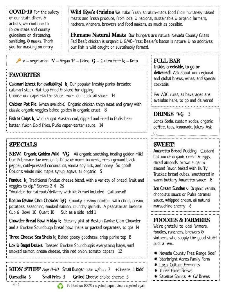 Wild Eye Pub - Grass Valley, CA menu_pic
