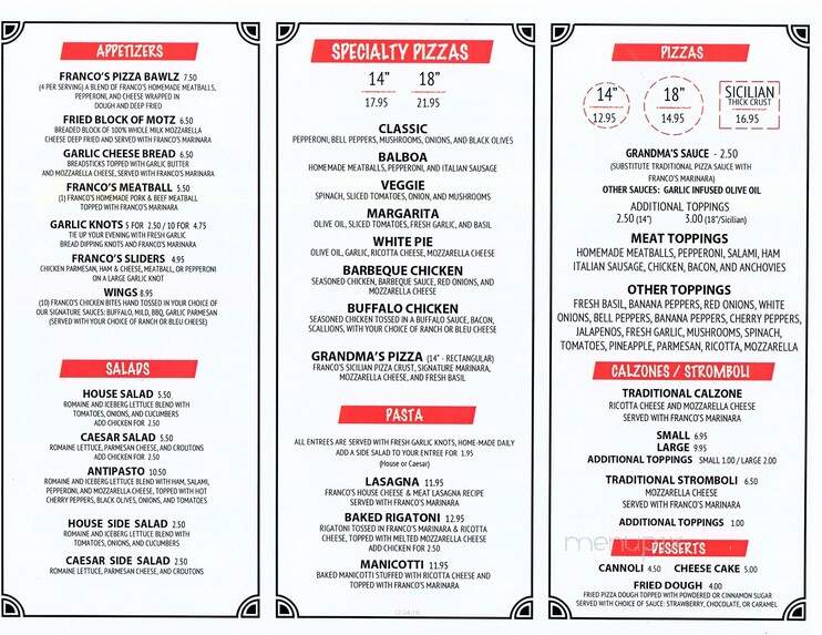 Franco's NY Pizza - Murrells Inlet, SC menu_pic