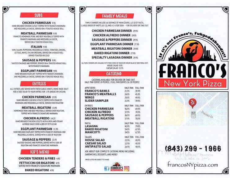 Franco's NY Pizza - Murrells Inlet, SC menu_pic