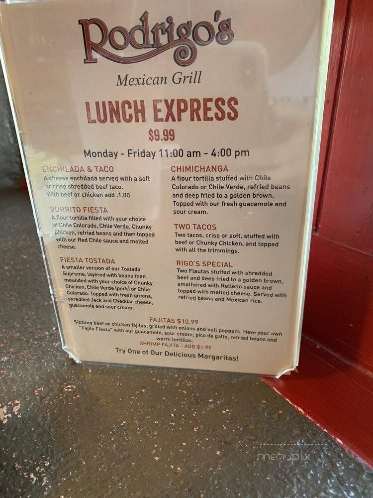 Rodrigo's Mexican Grill - Laguna Hills, CA menu_pic