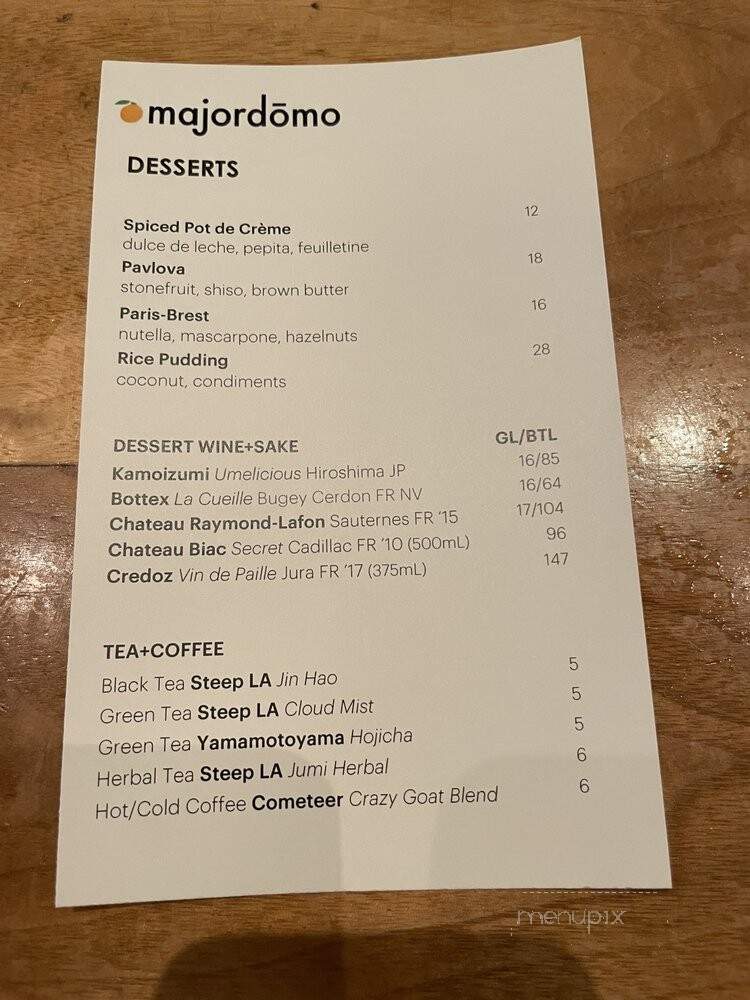 Majordomo - Los Angeles, CA menu_pic