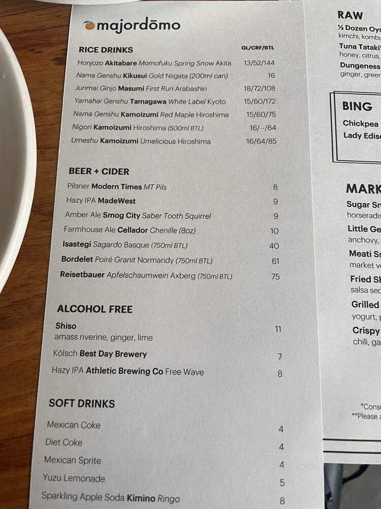 Majordomo - Los Angeles, CA menu_pic