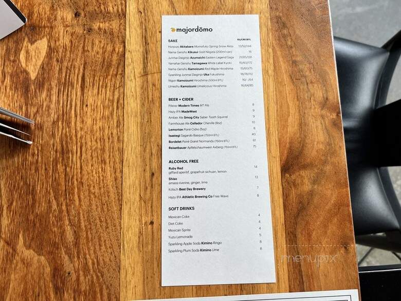 Majordomo - Los Angeles, CA menu_pic
