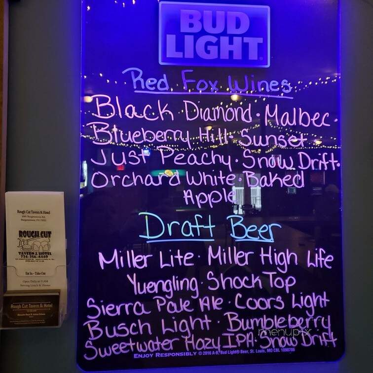 Rough Cut Tavern and Hotel - Burgettstown, PA menu_pic