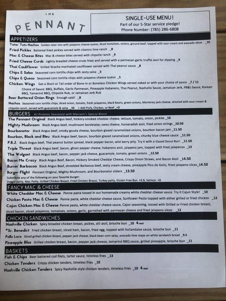 The Pennant - Topeka, KS menu_pic